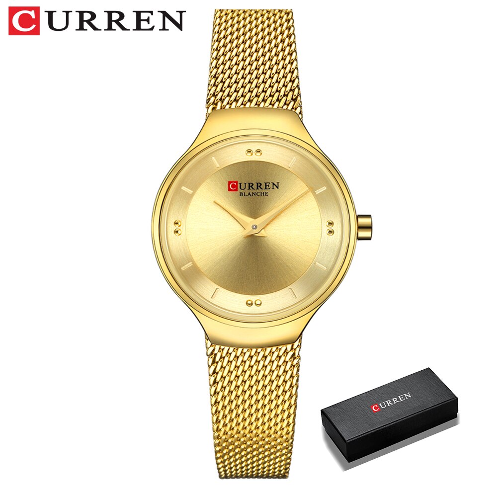 Elegante Vrouwen Horloges Curren Quartz Roestvrij Staal Mesh Horloge Vrouwelijke Eenvoudige Horloge Voor Dames Klok Reloj Mujer: gold box