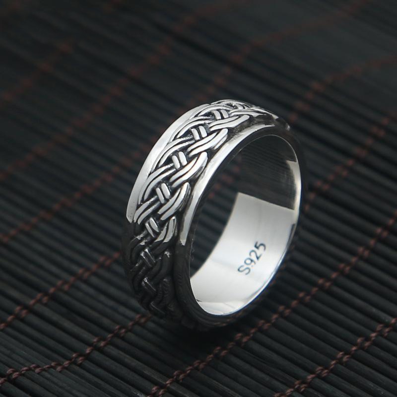 Roterbara herrringar vintage punk hampa rep äkta 925 sterling silver fina smycken