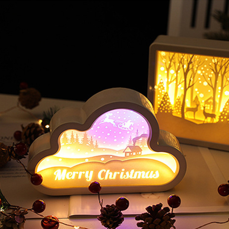 Valentijnsdag Licht Shadow Lamp 3D Modellering Box Led Nachtlampje Papier Sculpturen Frame Carving Art Decoratie