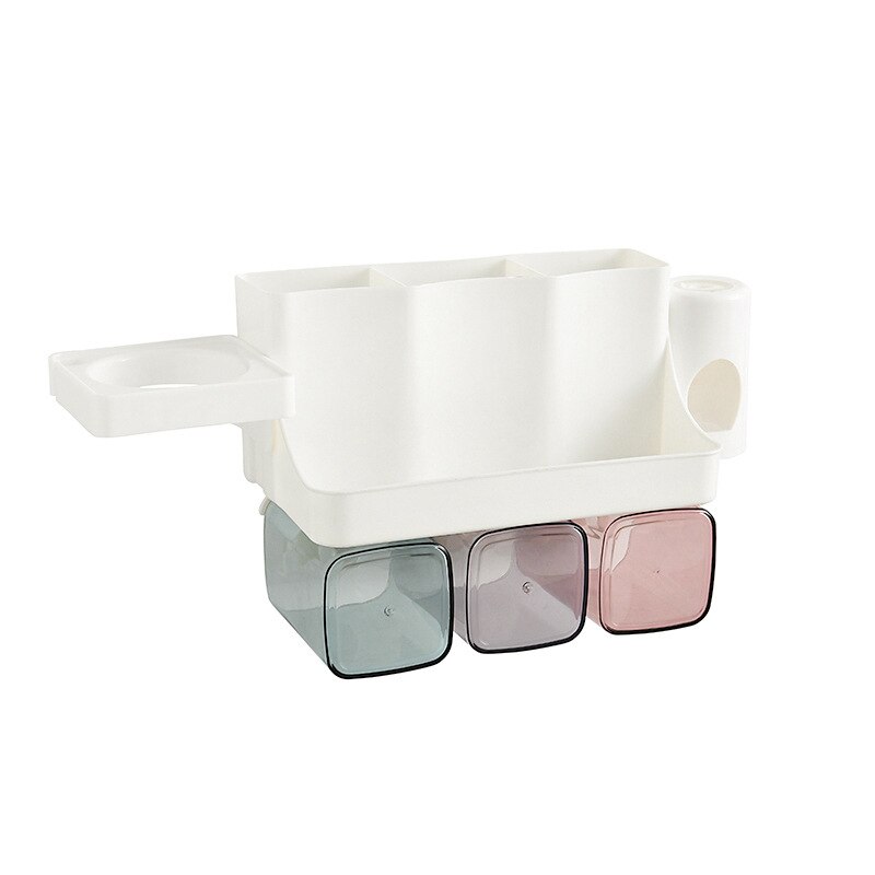Multifunctional Toothbrush Holder with Cup Wall Mounted Bathroom Organizer Toothpaste Dispenser Plastic Storage Rack Soap Holder: 3 person Type A