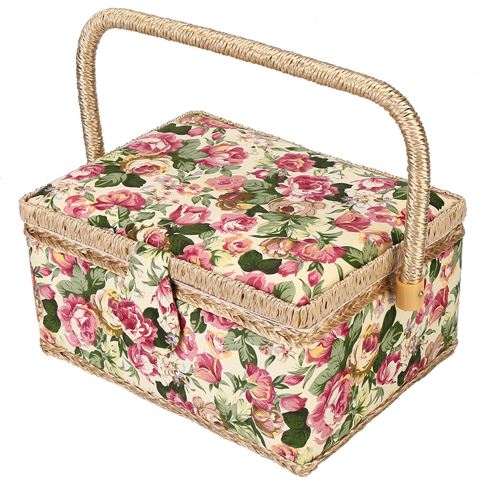 Retro Nähen Aufbewahrung sbox Handwerk Näh werkzeug Schicht Nadel Faden Korb Blumen Fingerhut Faden Nadel Nähen Veranstalter Zubehör: Dark Khaki