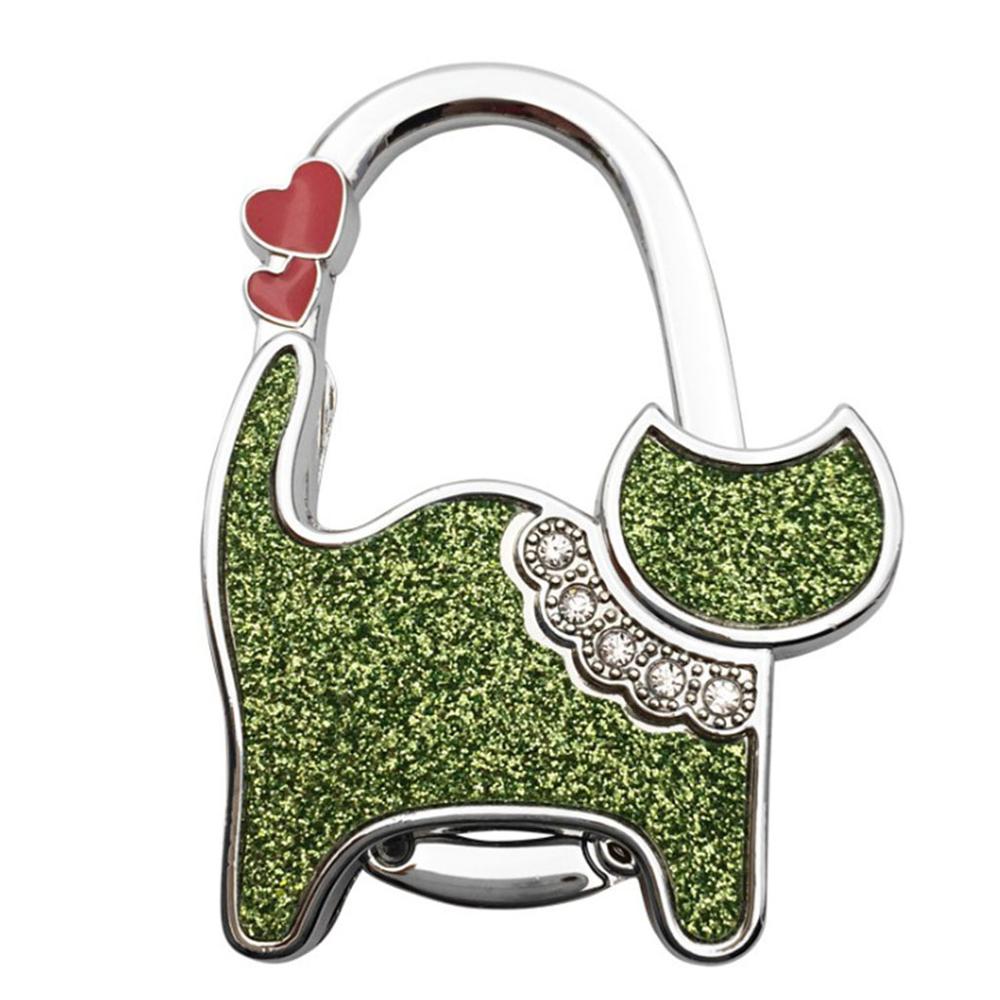 Tragbare Folding Handtasche Haken Halter Geldbörse Kleiderbügel Tisch Rand Hängen Haken für Handtasche Dekoration Frauen Tasche Veranstalter: green