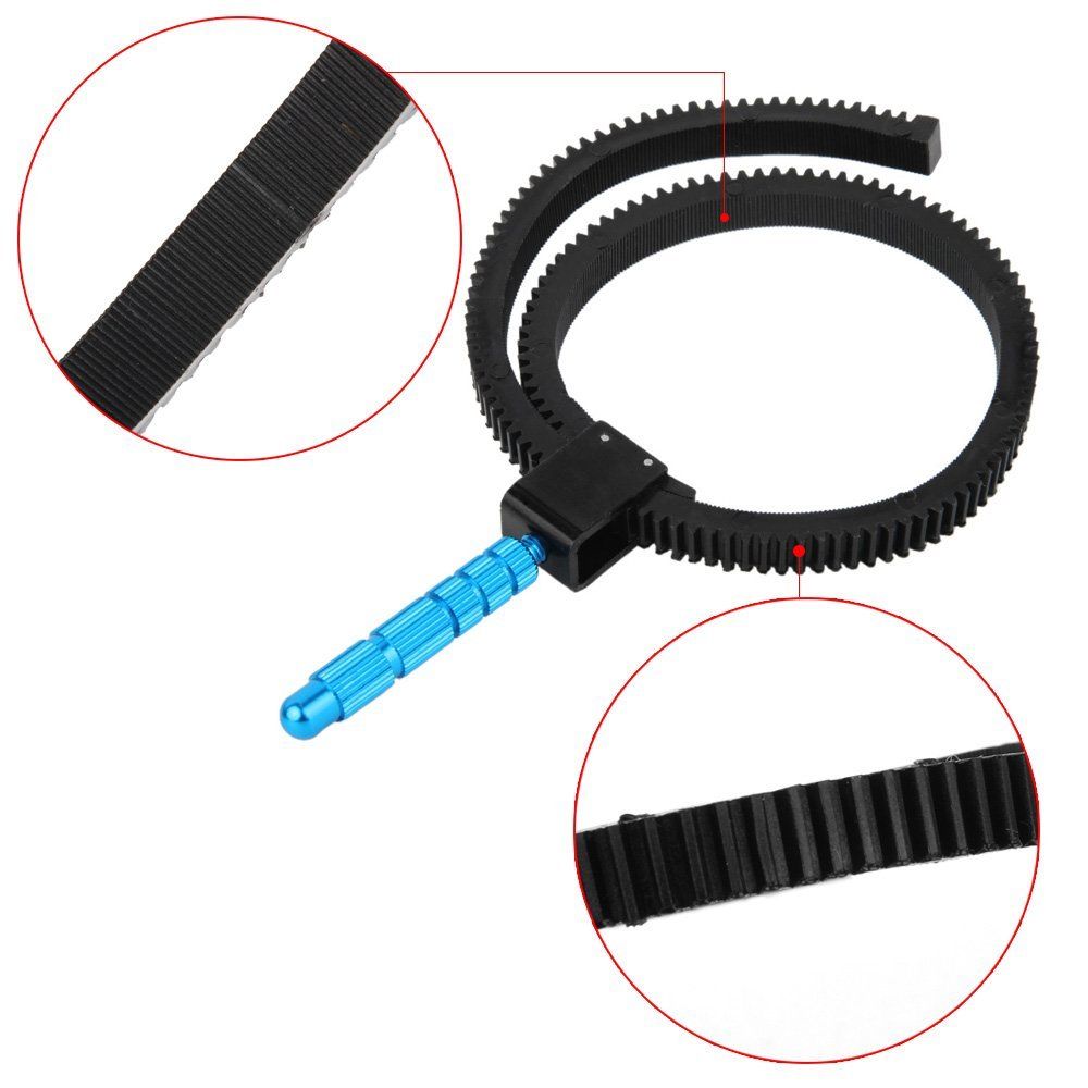 For SLR DSLR Camera Accessories Adjustable Rubber Follow Focus Gear Ring Belt with Aluminum Alloy Grip for DSLR Camcorder Camera