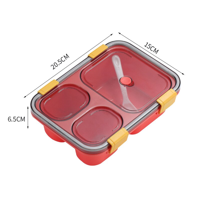 1300ml/850ml Healthy Plastic Lunch Box Snap Leak-Proof Microwave Dinnerware Bento Box Adults Kid Food Storage Container Lunchbox: 850ml Red
