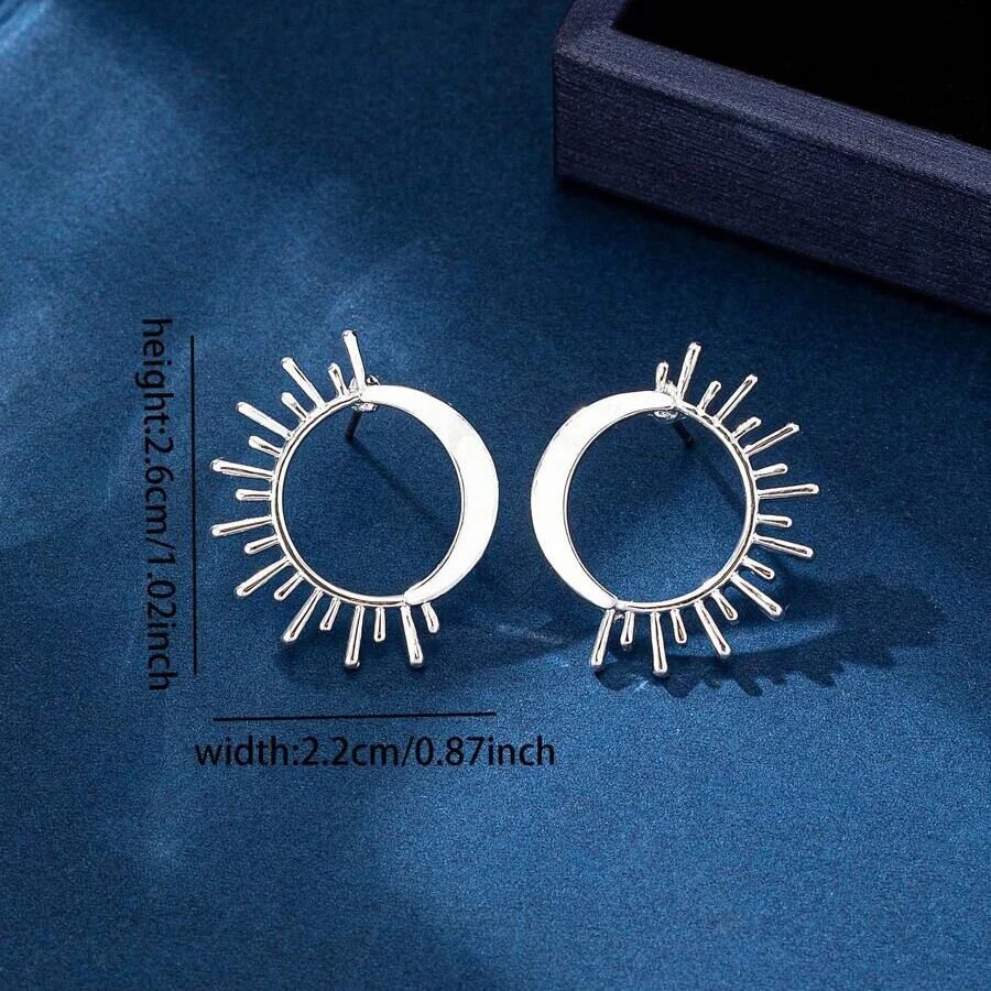 Obega ins sol lua forma minúsculos brincos na moda ouro prata cor moda europeia e americana punk estilo jóias de metal