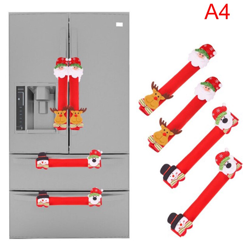 Tirador de nevera cubierta de Navidad manoplas para horno o microondas de nevera guantes refrigerador horno cubierta de protección de la decoración de la Navidad: D