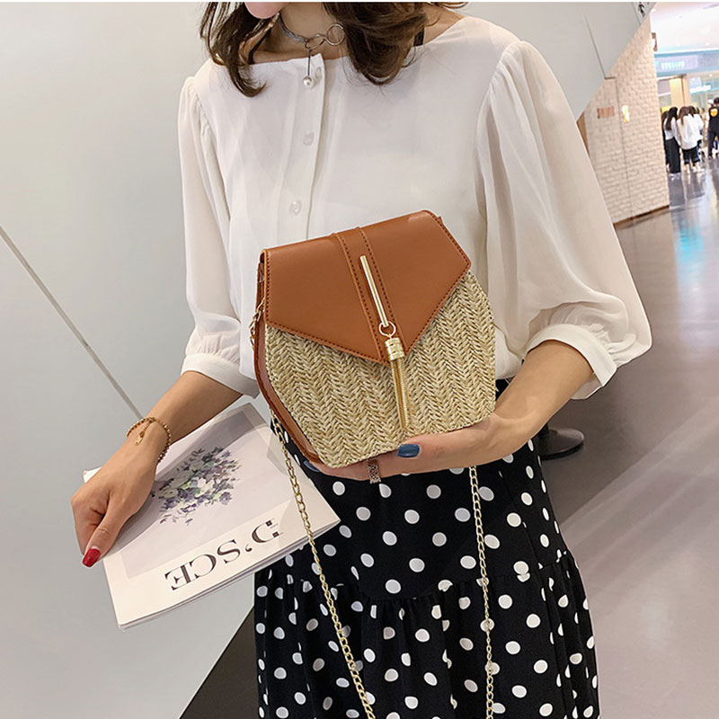 petit sac nouvelle plage paille sac chaîne sac de messager gland femmes en cuir bandoulière sac à bandoulière sac à main sacs à main