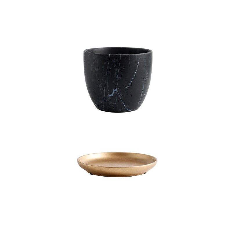 Modern Ceramic Plant Pots Flower Pot Outdoor Indoor Garden Planters Plant Containers With Drain Hole and Saucer Home Decoration: Black / 14x14x13cm
