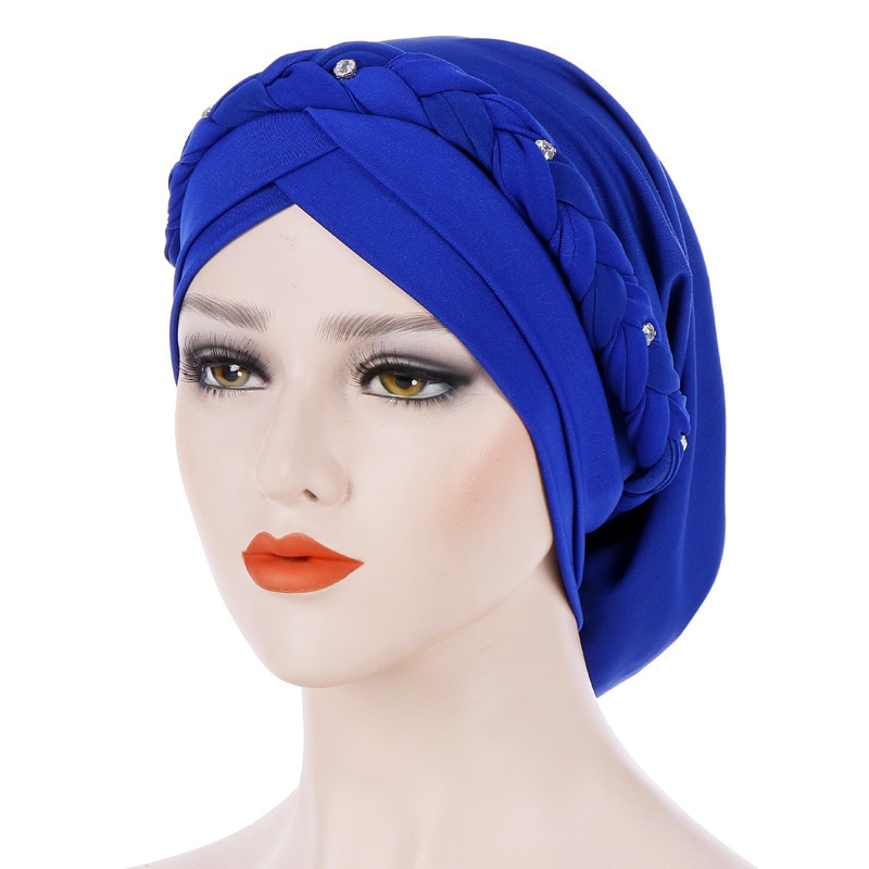 Gorros de oración de poliéster para mujer, Hijab islámico trenzado, de seda, musulmán, turbante: 9