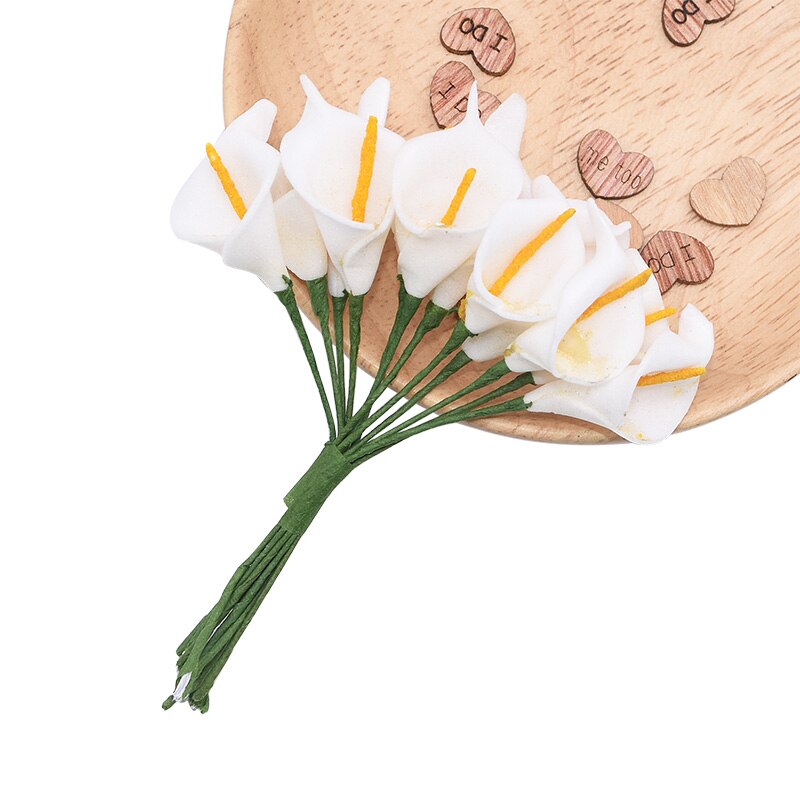144 Stuks Mini Schuim Calla Lelie Kunstbloemen Boeket Voor Bruiloft Decoratie Home Decor Handgemaakte Cadeau Taart Kaart Bloemen Ambachten: L01 white