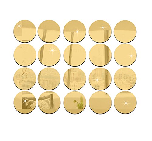 Miroir autocollant rond de 5cm de diamètre | Pièces décoratives pour miroir, accessoires à créer et soi-même, miroir en acrylique, 50 pièces/lot