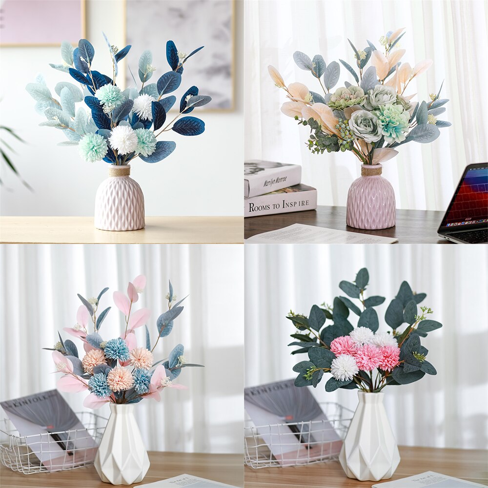 1pc Artificial Flower Simulation Handmade DIY Bouquet Dutch Leaf Bride Dandelion Bridal Bouquet For Home Wedding Vase Decoration