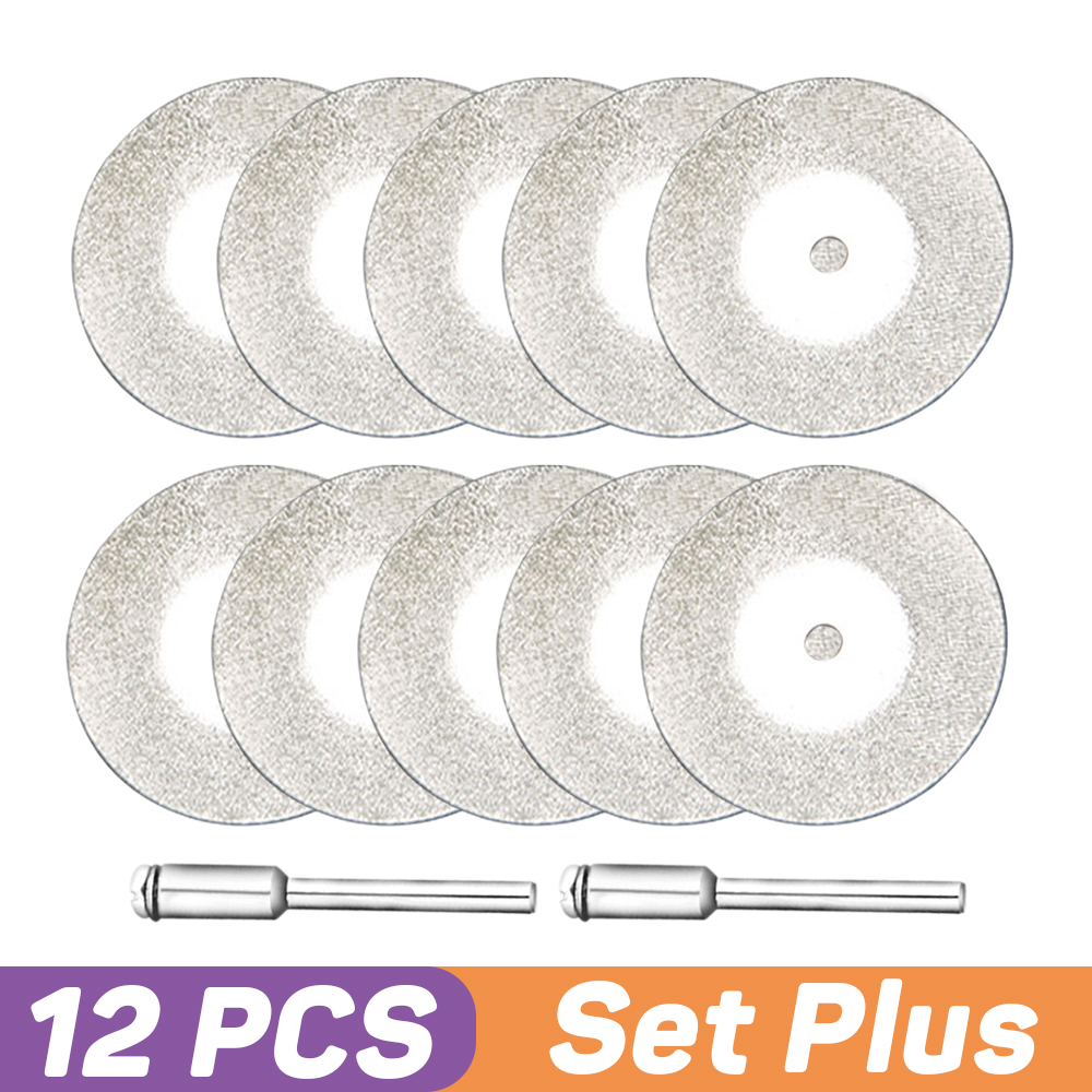 Mini Abrasive Diamond Cutting Disc Set for Dremel Rotary Cutter Saw Blade Grinding Wheels Disk with Mandrel Power Tools Kit: Set Plus / 18mm