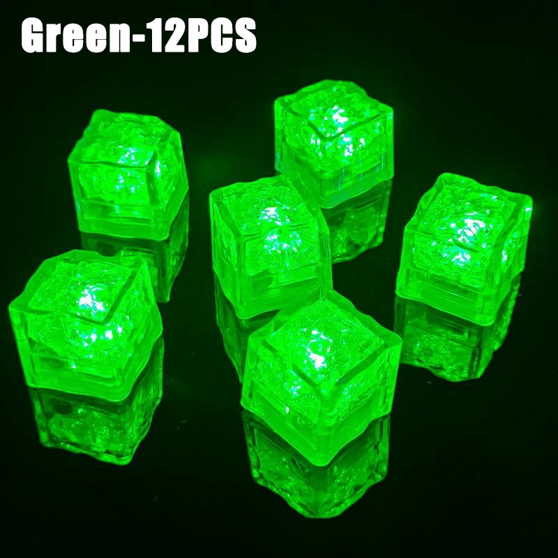 12–120 Stück wasserdichter LED-Eiswürfel, mehrfarbig, blinkend, leuchtet im Dunkeln, leuchtet für Bar, Club, Trinkparty, Weindekoration: Fluoreszenz Gelb