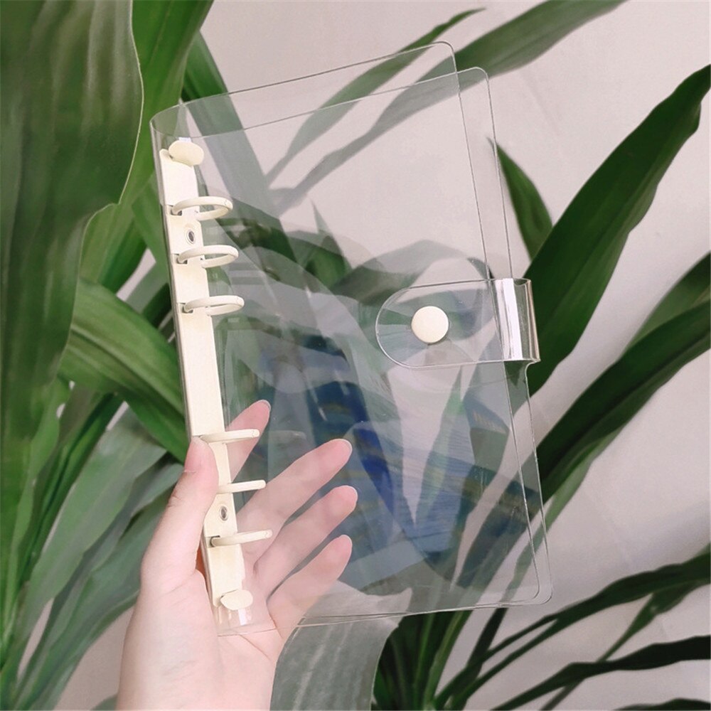 A5 A6 Transparent PVC Loose-Leaf Notebook Cover Macaron Color 6 Ring Binder Diary Journal Planner Korean Stationery School