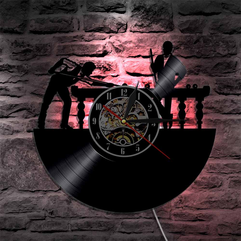 Billiard Balls LED Wall Clock Pool Snooker Sports Vinyl Record Wall Clock Modern Unique Pool Billiards Snooker Room Decor