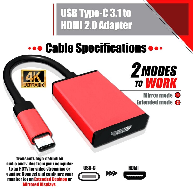 Usb C Naar Hdmi-Compatibel Adapter 4K Hdtv Type C Converter Voor Samsung Galaxy S10 S20 Note 8 9 Huawei Pro
