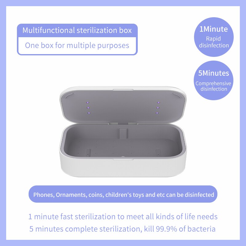 UV Sanitizer Portable UV Light Cell Phone Sterilizer Clearner Box for Android Smartphones Jewelry Watch