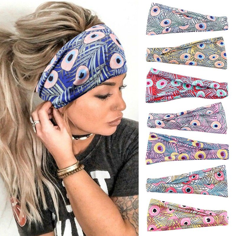 Sportliche lauf-stirnbänder, unisex, bedruckt, für damen, dehnbar, batik-haarband, elastisches, rutschfestes turban-kopftuch