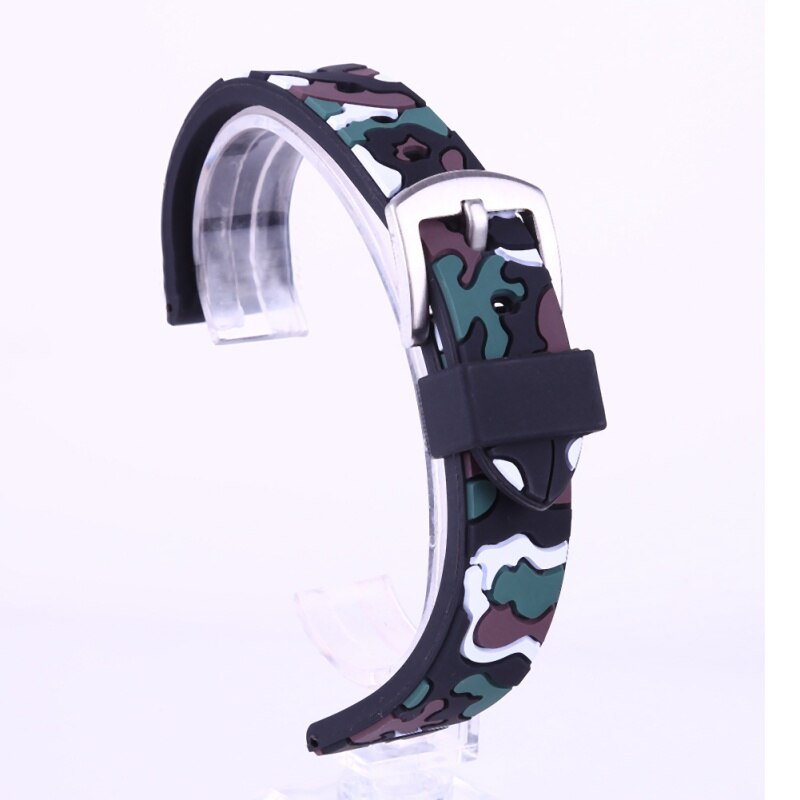 men and women Outdoor sports protective gear wrist watch with silicone epoxy camouflage silicone watch with: blackwhite / S