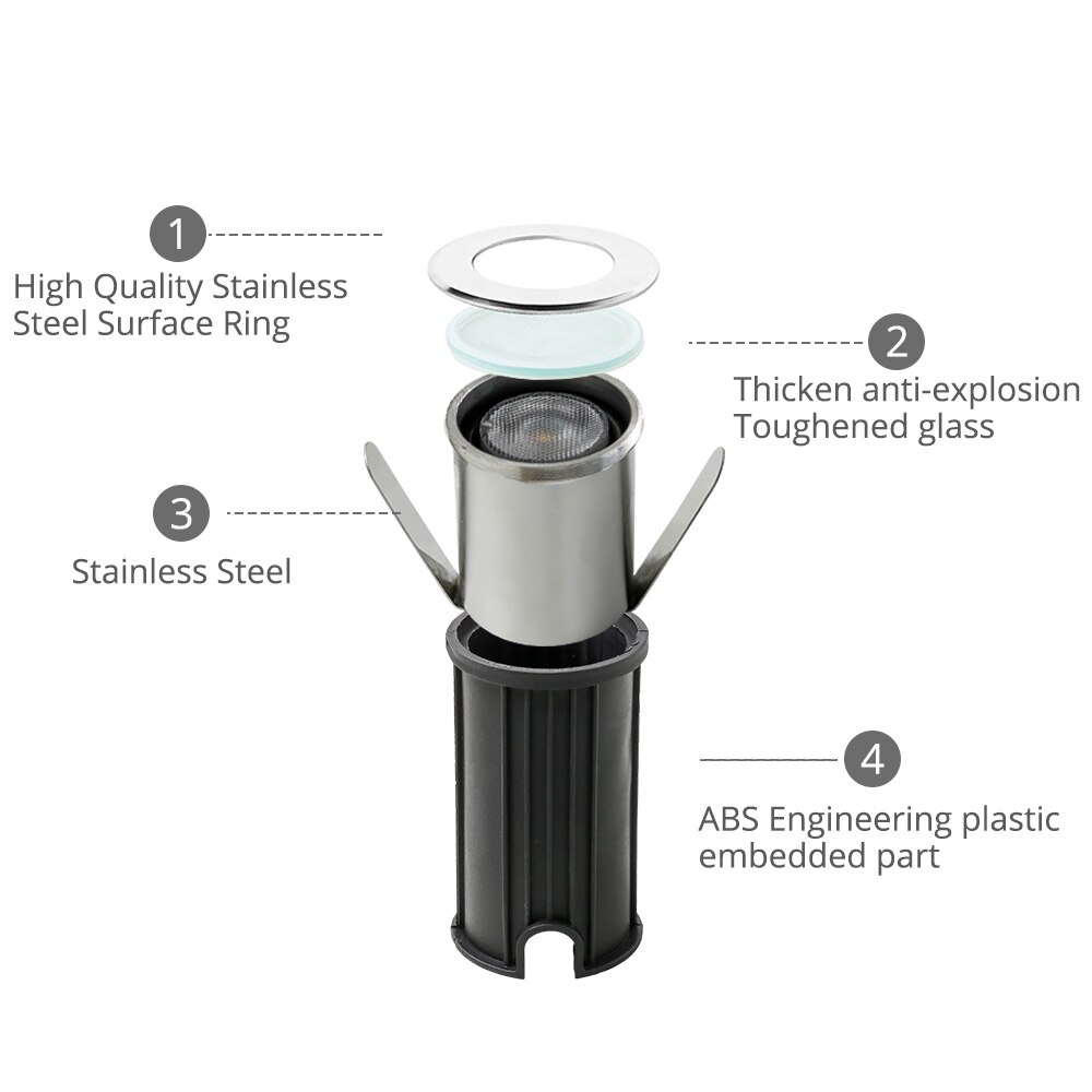 1W LED Underground Light COB Floor Lamp Outdoor Ground Spot In-ground Lighting Garden Path Buried Yard DC 12V Waterproof