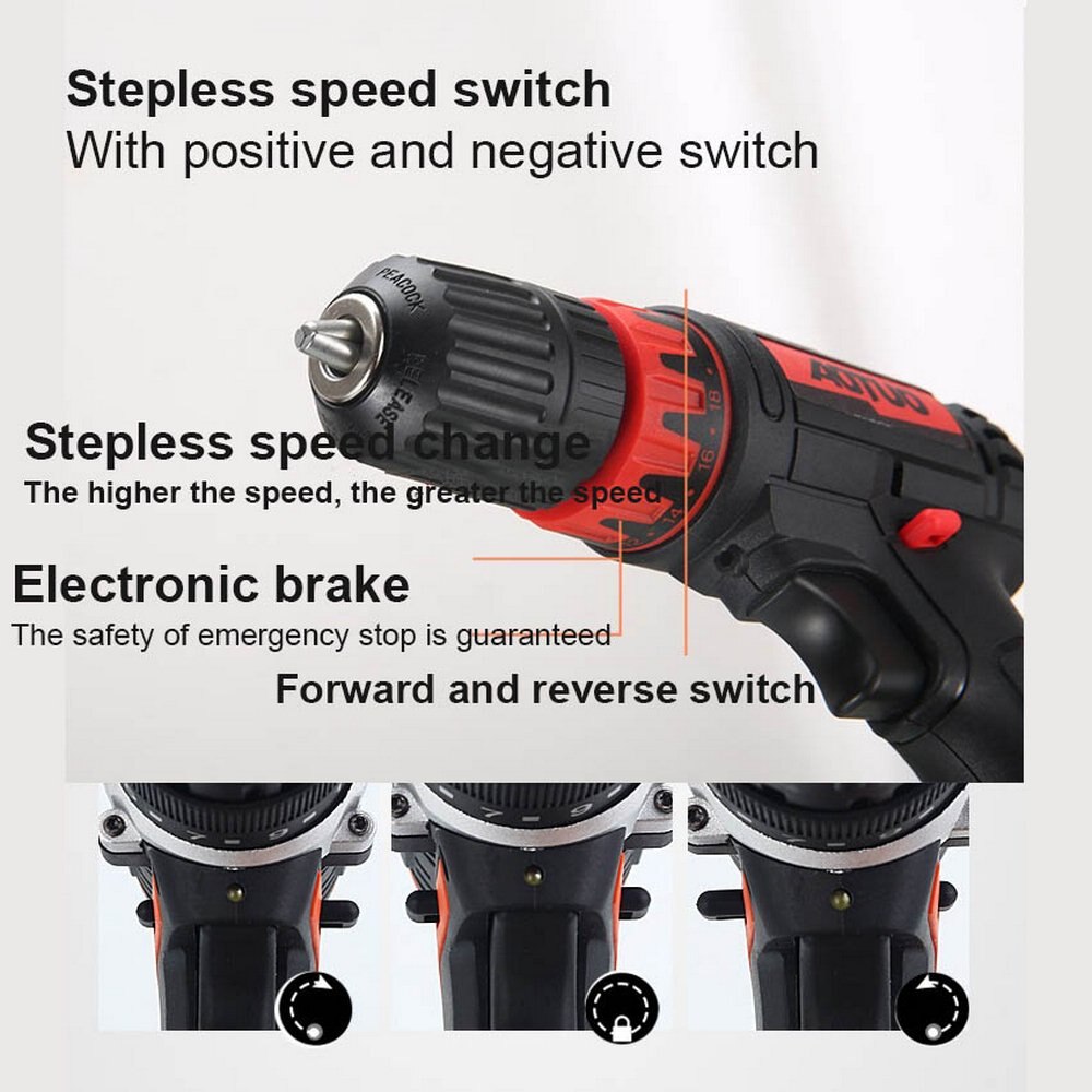 12V Cordless Drill Electric Screwdriver Mini Wireless Power Driver DC Lithium-Ion Battery Brushless Hand Drill Set Hardware Tool