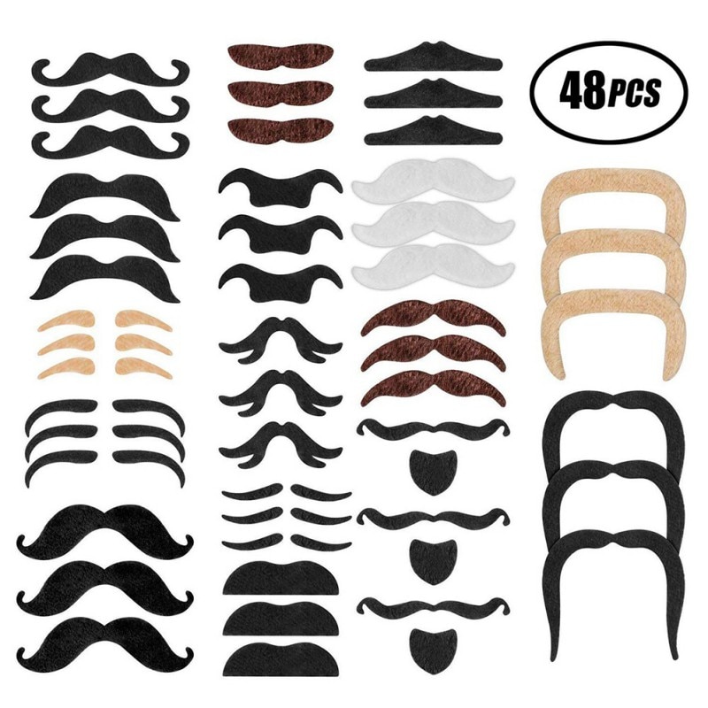 36pcs /48pcs Self-Adhesive Mustache Sticking Sticky False Beards Party For Christmas Party Birthday Christmas Decorations