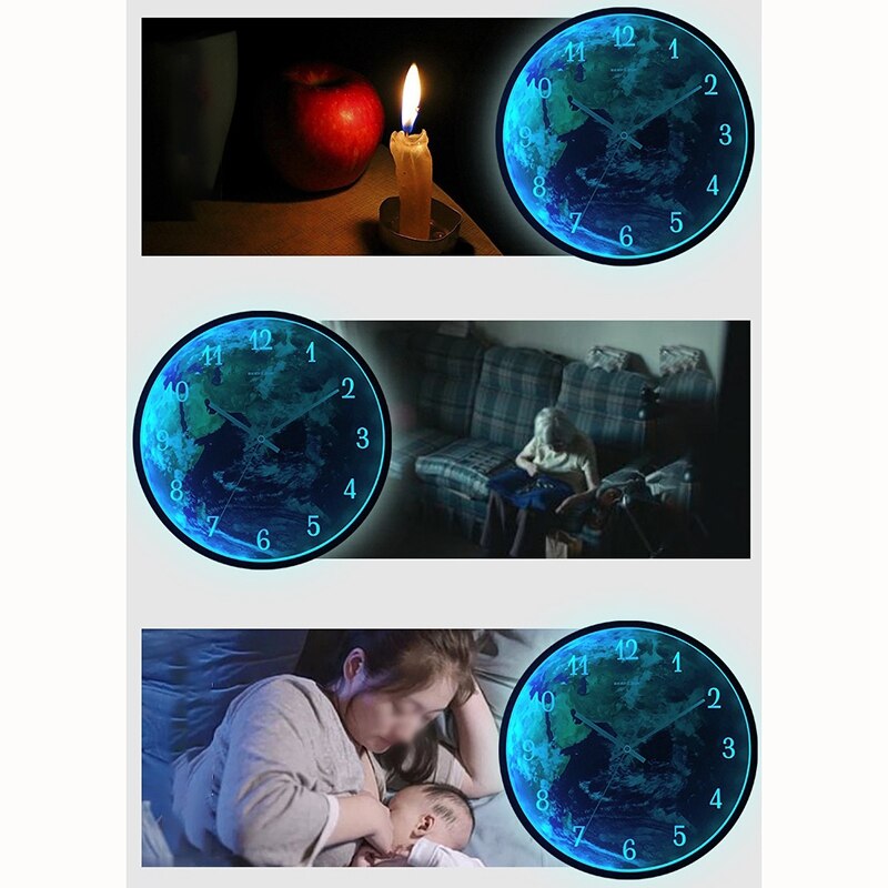 GEEKCOOK leuchtend Wanduhr Moderne Stimme Kontrolle Stille Nacht Lichter LED glühend Uhren Wohnzimmer Dekor