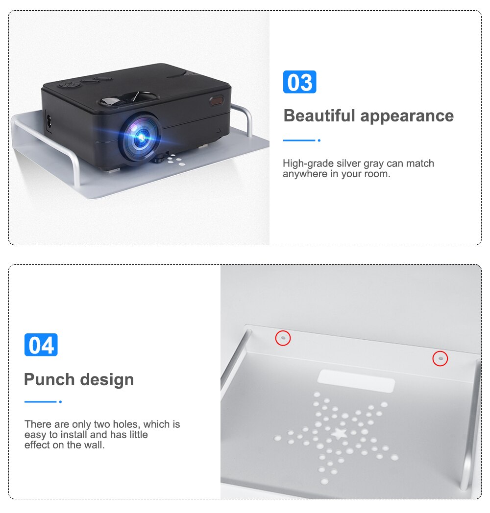 Aluminum Mini Projector Tray Bracket Projector Accessories Stand Wall Bracket Ceiling Bracket Support Room Proyector Holder