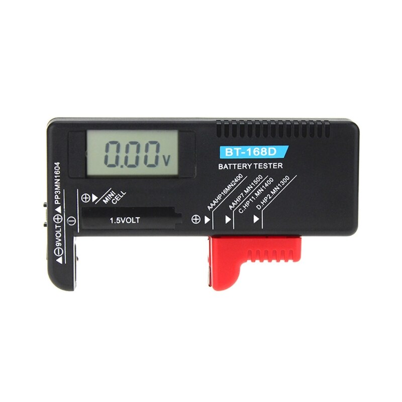 BT168D Digitale Batterij Capaciteit Tester LCD voor 9V 1.5V AA AAA Cell C D Batterijen cijfer geeft power niveau