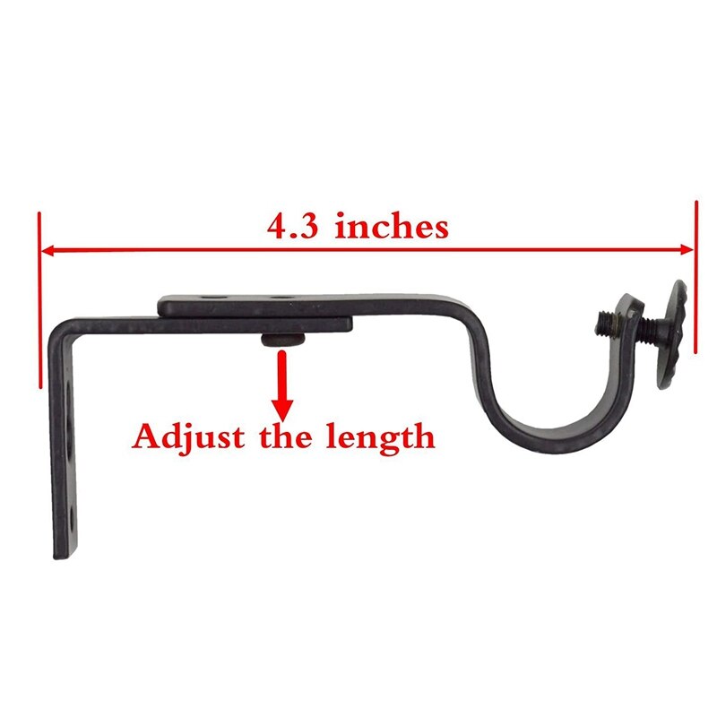 6 Stuks Zwart Verstelbare Gordijn Staaf Beugels Premium Stalen Staaf Beugel Voor Muren Gordijn Rod Holder