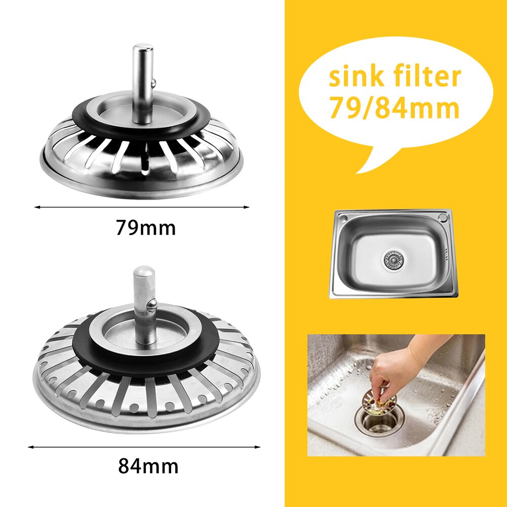 79-81-84mm rustfritt stål kjøkkenvask silfilter stopper avfallsplugg vask filter baderomsvask vask avløp kjøkkenutstyr