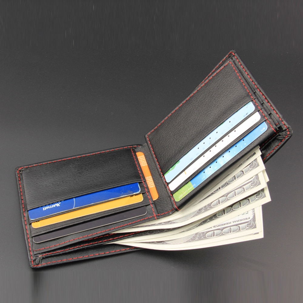 Men Wallet Bifold Business Leather Wallet ID Credit Card Holder Thin Small Leather Purse Pockets #ND