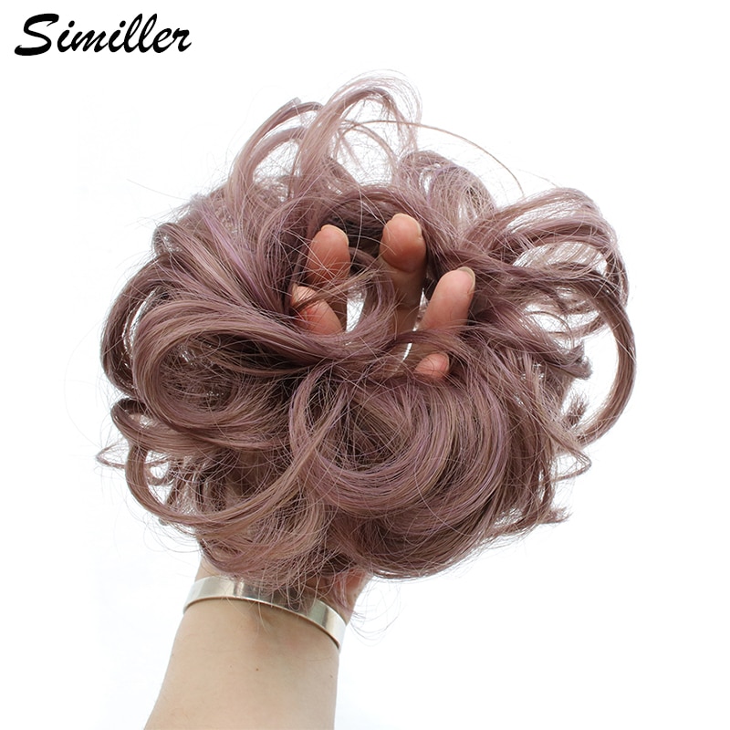Similler syntetisk krøllet chignons gummibånd elastisk scrunchie hair extensions bånd hårspænde bundter hårstykker boller