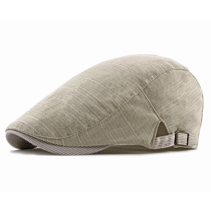 Hoaree Grijs Katoen Linnen Platte Pet Voor Mannen Lente Zomer Baret Man Britse Stijl Vintage Casual Ivy Ierse Cap Verstelbare 55-60 Cm: Beige