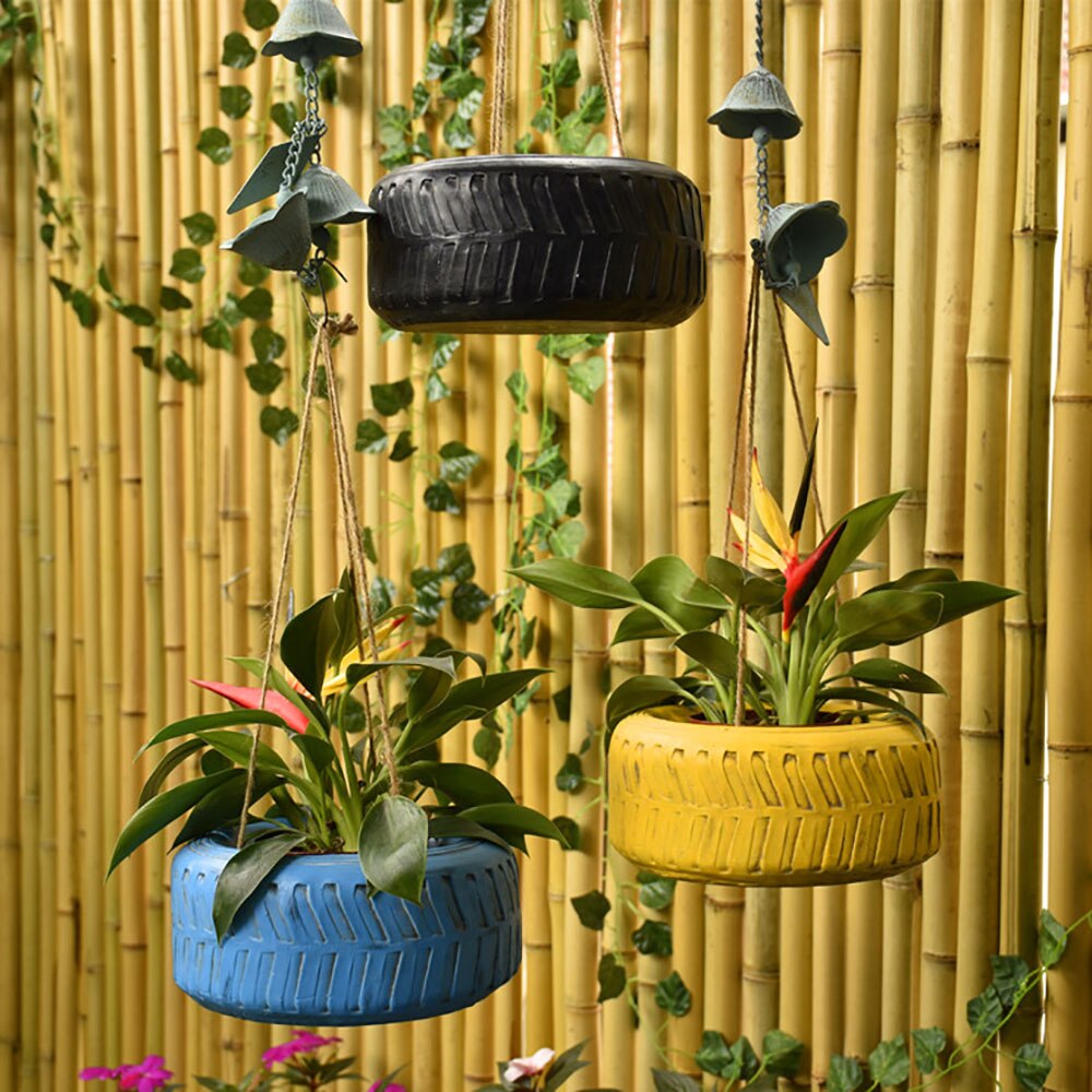 Hanging Small Tire Decoration Hanging Blue Succulent Flower Pot Balcony Garden Courtyard Large Diameter