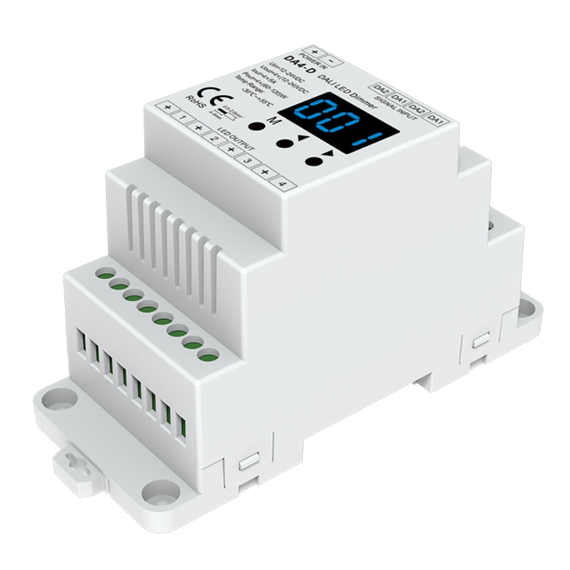 4 canales DALI led Dimmer DA4-D carril DIN iluminación de tira led atenuador 24V DC 12V 20A 240W 480W pantalla numérica PWM de atenuación