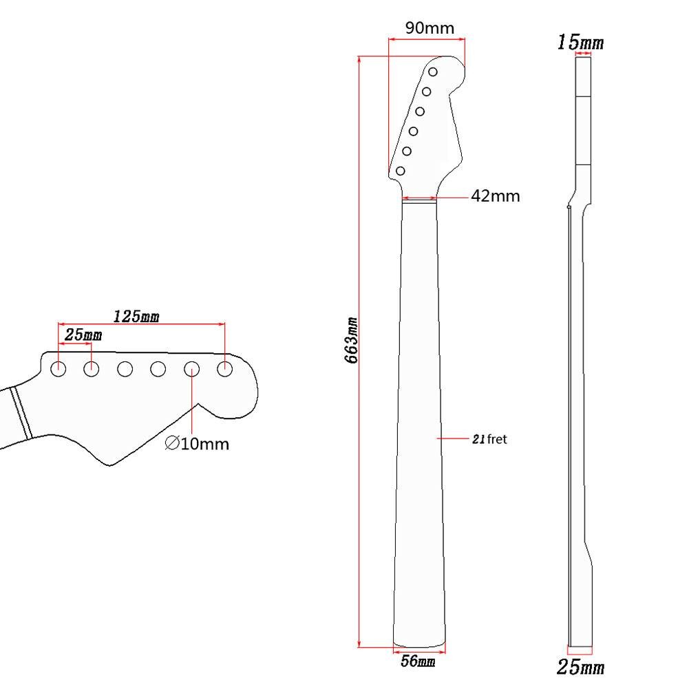 Elegante sostituzione delle parti del manico della tastiera in legno a 21 tasti per chitarra elettrica ST