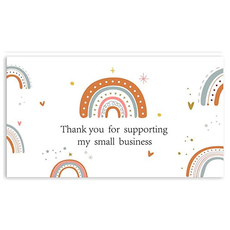 Rainbow Thank You Card For Supporting My Small Business Happy mail Thank You sticker Labels for Birth days Christmas decor: Card D 50pcs