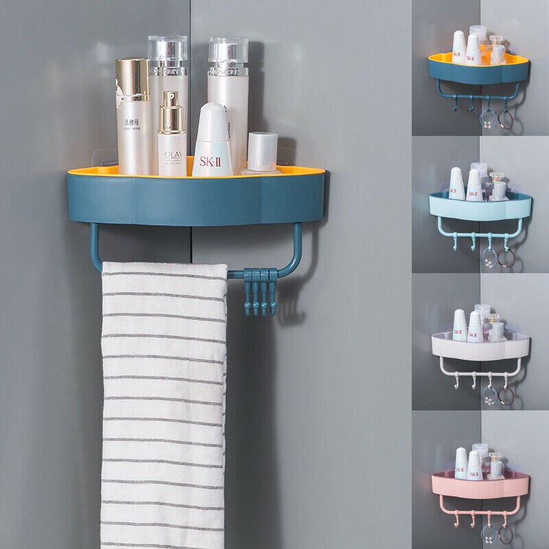 Estante de ducha Triangular para baño, esquinero de almacenamiento, organizador de ganchos