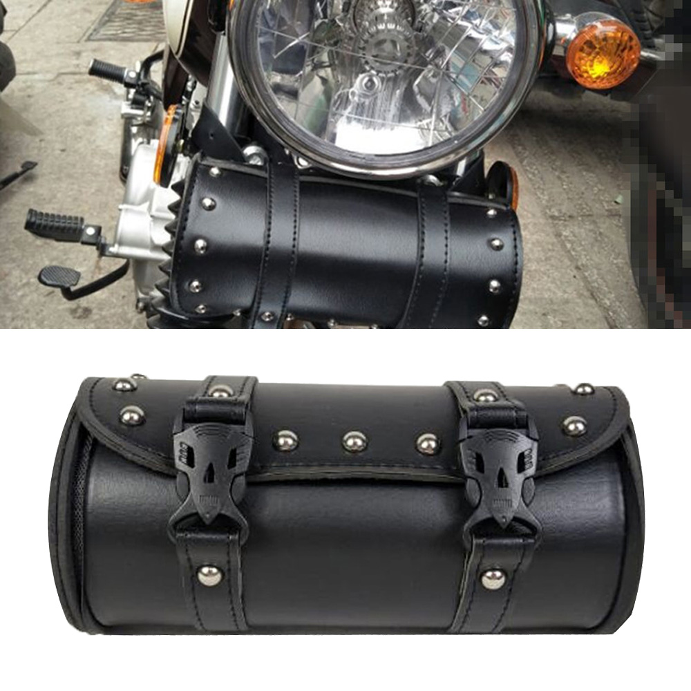 Dele motorcykeltaske til harley universal læder sort 21 x 10 x 10cm bagage