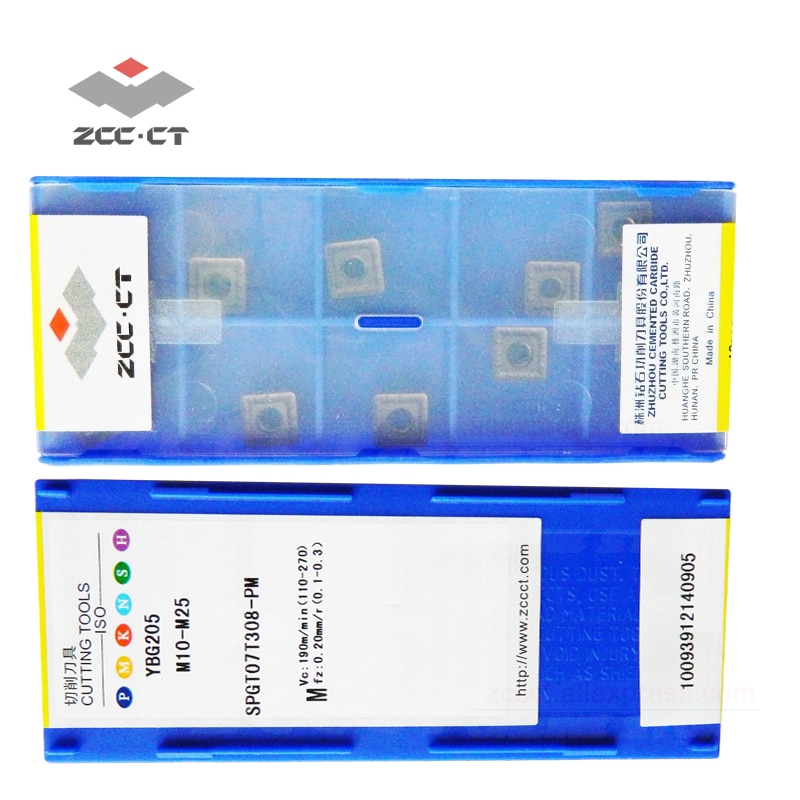 Fraise de forage, insert de forage, 10 pièces, ZCC, spgt07t308-pm YBG205 zccct, U, SPGT 07T308 PM, tour spgt07t308-pm
