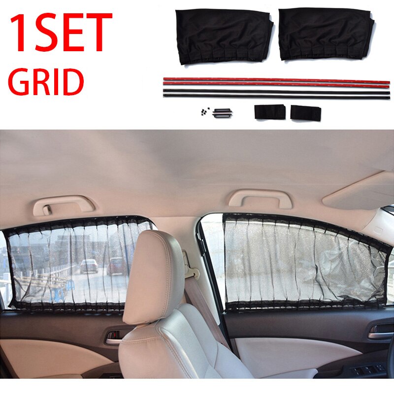 Car Curtains For Side Window Auto Sunshade Cover Front Rear Window Shield Universal Curtains Protector Car Interior Accessories: 1 set grid (2pcs)