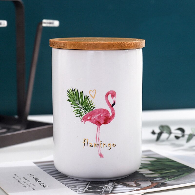 Conteneur de manger avec couvercle | Pot de stockage en céramique scellé pour épices réservoir bouteille de stockage de 480ML café thé Caddy bouteille de rangement de cuisine: A Leaf Bird