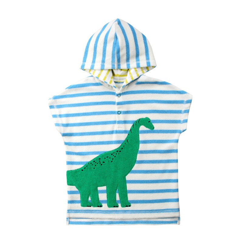 Zomer Kids Baby Meisje Jongen Hooded Gewaden Unisex Kind Losse Korte Mouw Poncho Zwemmen Strand Badjas Dier Gedrukte Robe 1-6Y: Sky Blue / 3T