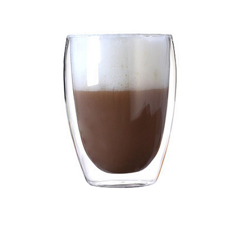 Dubbele Muur Handgemaakte Glas Hittebestendig Koffie Drinken Cup Geïsoleerde Clear Glas Drinkware: 350ml