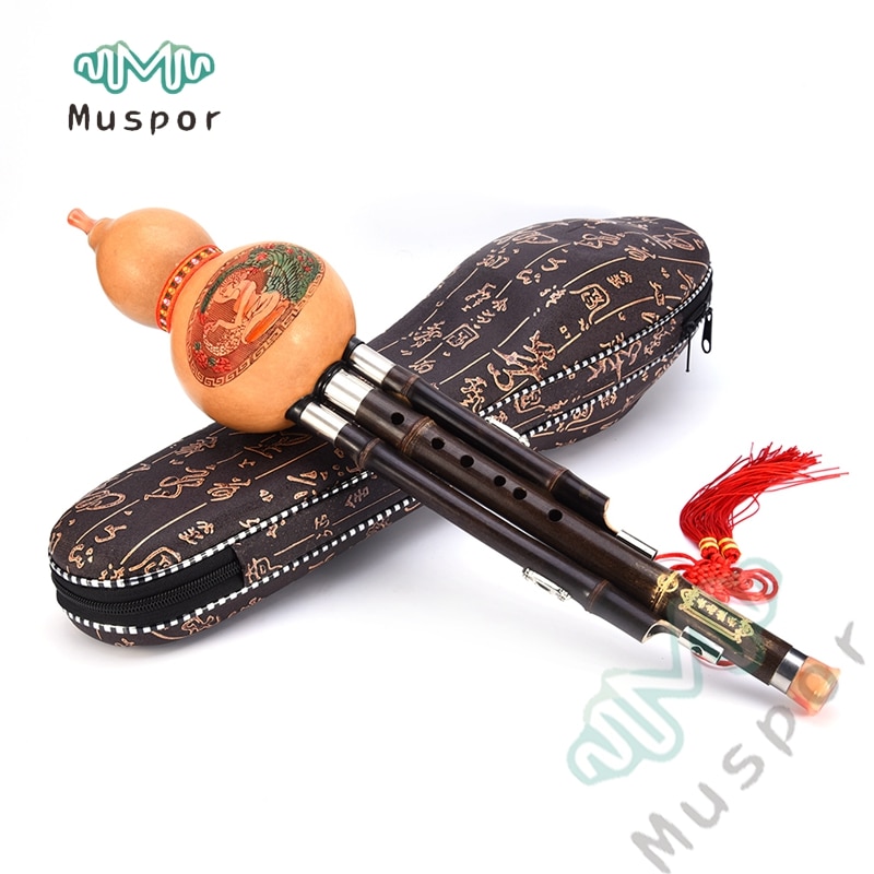 Chinese Handgemaakte Hulusi Fluit Paars Bamboe Kalebas Cucurbit Fluit Etnische Sleutel van C/Bb