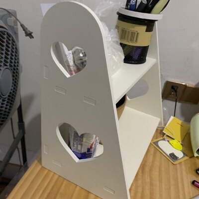 White DIY desktop organizer shelf holder cosmetics and stationery holder double-deck desktop shelf