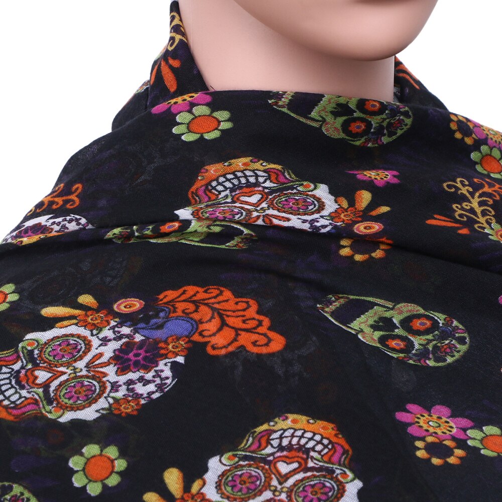 Foulard imprimé de squelette drôle, châle décoratif pour fête de Festival