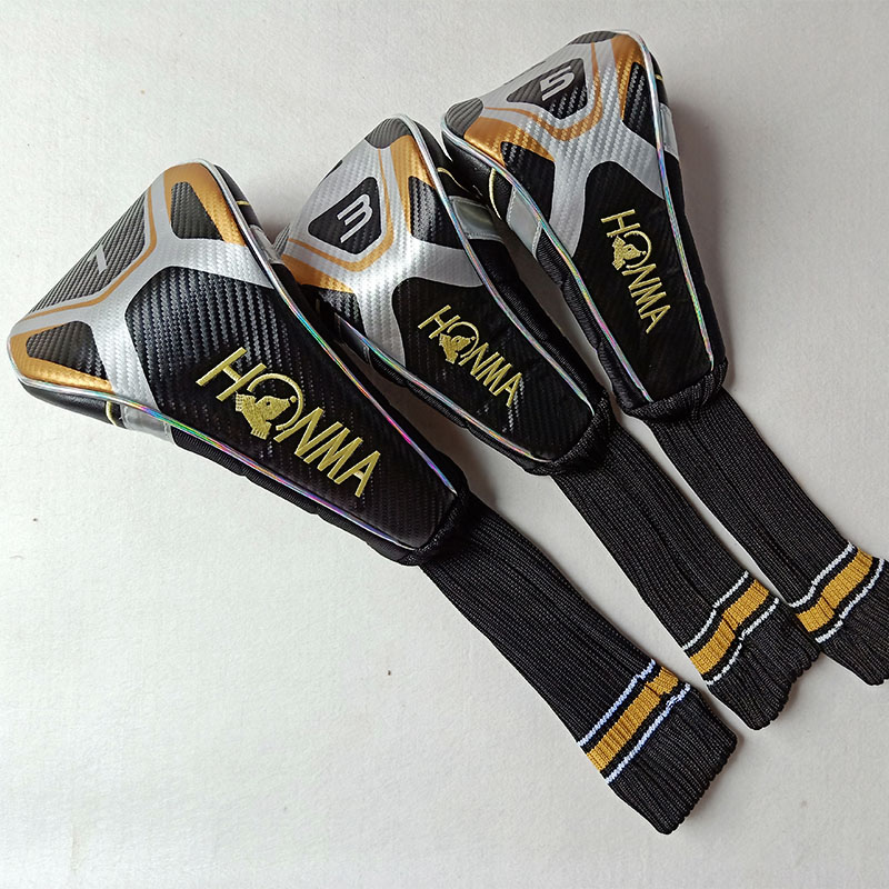 Golfklubbor head cover honma beres full set golf headcover förare trä strykjärn putter club headcover gratis leverans: 1 3 5 headcoer av trä